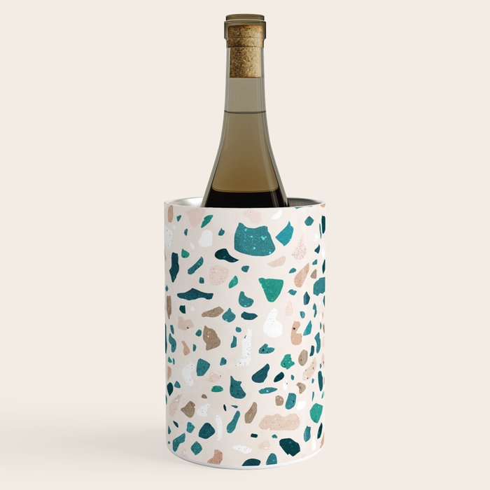 Terrazzo Memphis beige turquoise brown white Wine Chiller Gallery Image 3