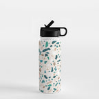 Terrazzo Memphis beige turquoise brown white Water Bottle Gallery Image 1
