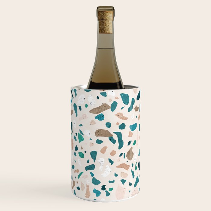 Terrazzo Memphis beige turquoise brown white Wine Chiller Gallery Image 2