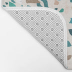 Terrazzo Memphis beige turquoise brown white Bath Mat Gallery Image 2