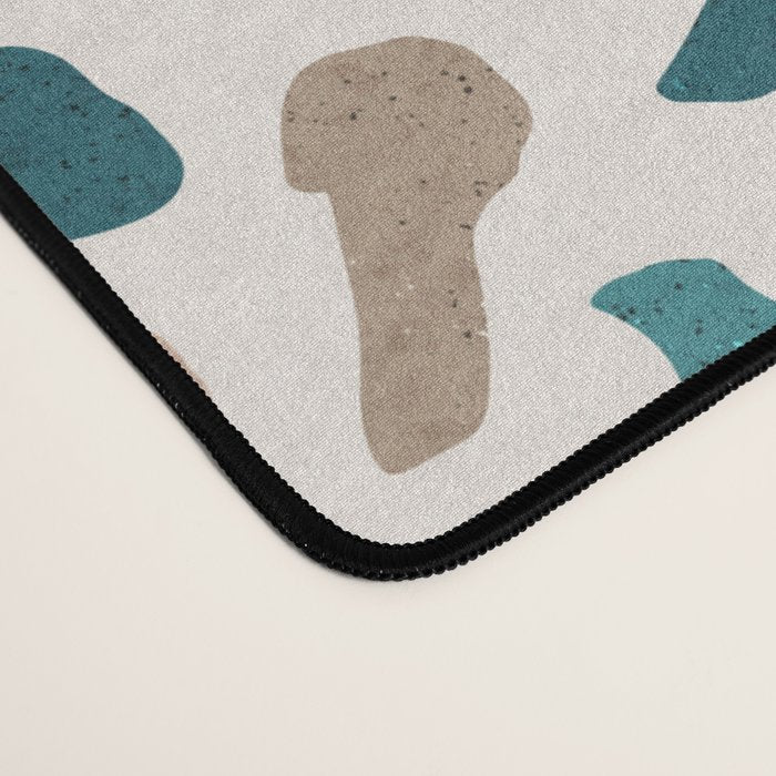 Terrazzo Memphis beige turquoise brown white Desk Mat Gallery Image 4