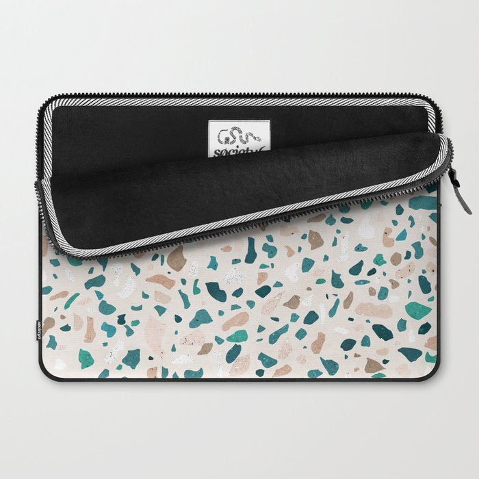 Terrazzo Memphis beige turquoise brown white Laptop Sleeve Gallery Image 2