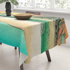 Sunrise at Shinzenn - Nature Ukiyo Landscape in Green, Blue and Orange Tablecloth Gallery Image 3