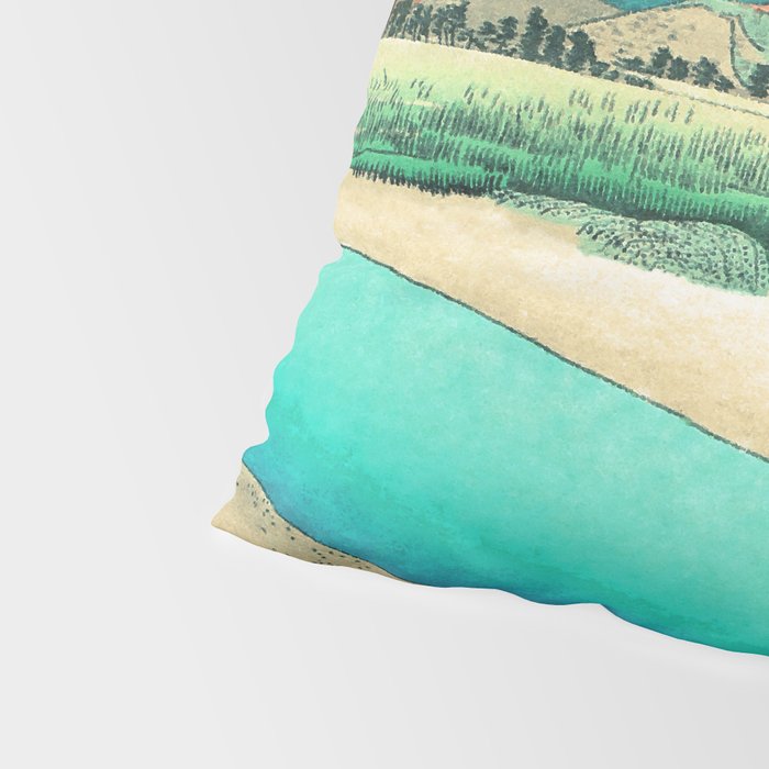 Sunrise at Shinzenn - Nature Ukiyo Landscape in Green, Blue and Orange Pillow Sham Gallery Image 4