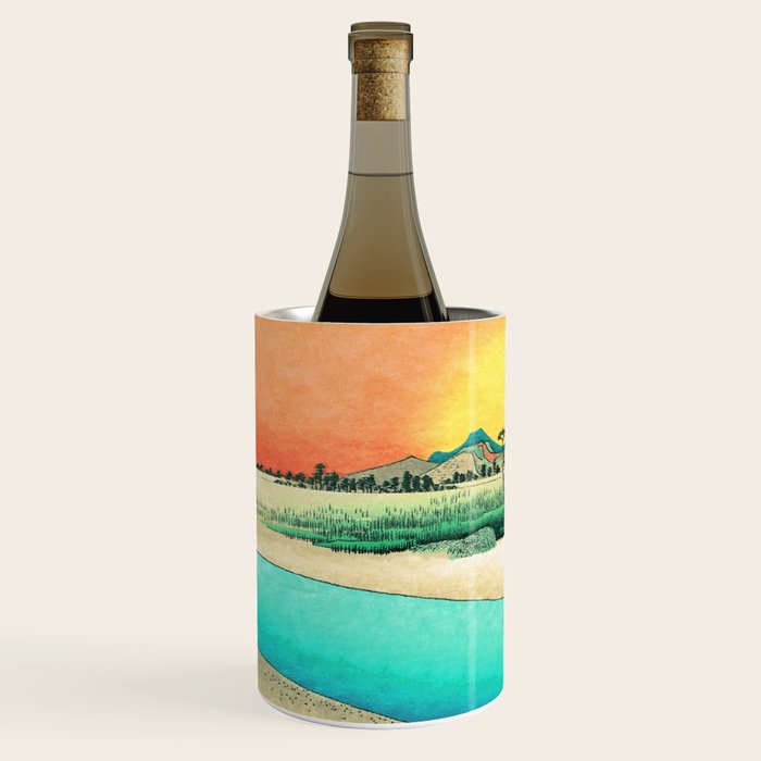 Sunrise at Shinzenn - Nature Ukiyo Landscape in Green, Blue and Orange Wine Chiller Gallery Image 2