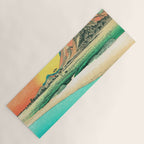 Sunrise at Shinzenn - Nature Ukiyo Landscape in Green, Blue and Orange Yoga Mat Gallery Image 1