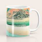 Sunrise at Shinzenn - Nature Ukiyo Landscape in Green, Blue and Orange Coffee Mug Gallery Image 1