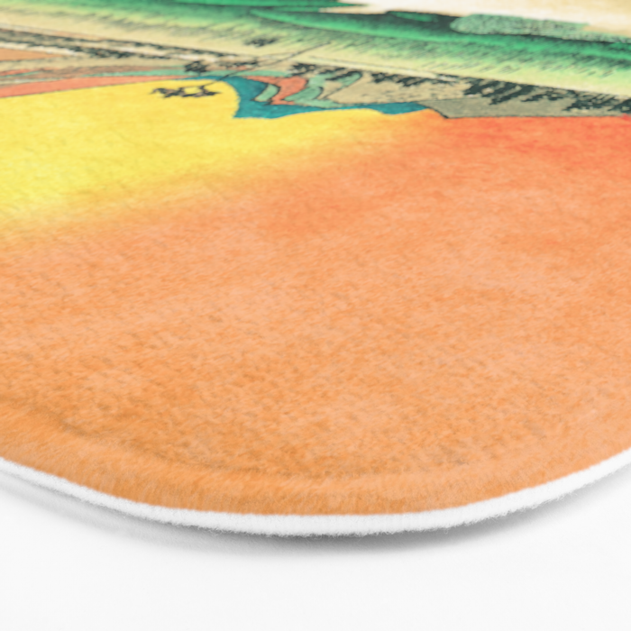 Sunrise at Shinzenn - Nature Ukiyo Landscape in Green, Blue and Orange Bath Mat Gallery Image 3