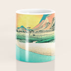 Sunrise at Shinzenn - Nature Ukiyo Landscape in Green, Blue and Orange Coffee Mug Gallery Image 4