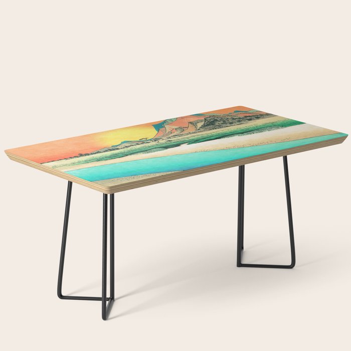 Sunrise at Shinzenn - Nature Ukiyo Landscape in Green, Blue and Orange Coffee Table Gallery Image 1