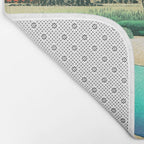 Sunrise at Shinzenn - Nature Ukiyo Landscape in Green, Blue and Orange Bath Mat Gallery Image 2