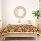 Groovy Flowers in Navy Duvet Cover Gallery Image 3