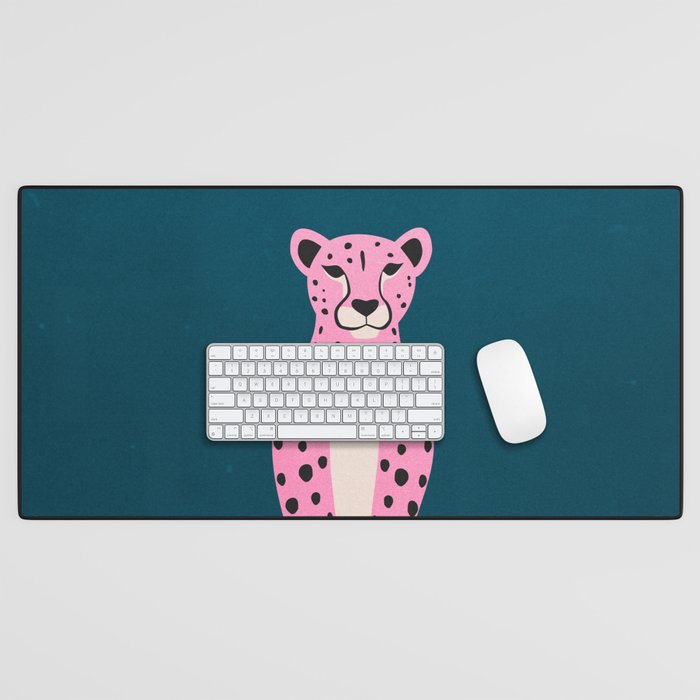 The Stare: Night Race Pink Cheetah Edition Desk Mat Gallery Image 1