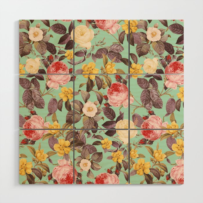 Classic Floral Pattern Wood Wall Art Gallery Image 1