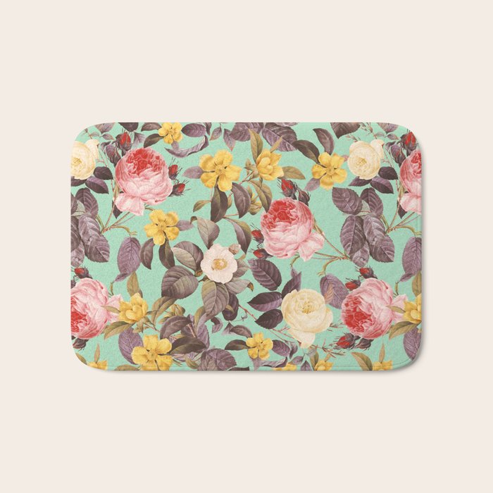 Classic Floral Pattern Bath Mat Gallery Image 1