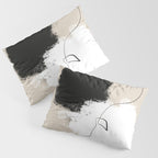 Modern Neutral Abstract Art, Beige, Black and White, Brushstroke Art Print by Synplus Pillow Sham Gallery Image 3