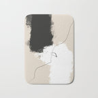 Modern Neutral Abstract Art, Beige, Black and White, Brushstroke Art Print by Synplus Bath Mat Gallery Image 1