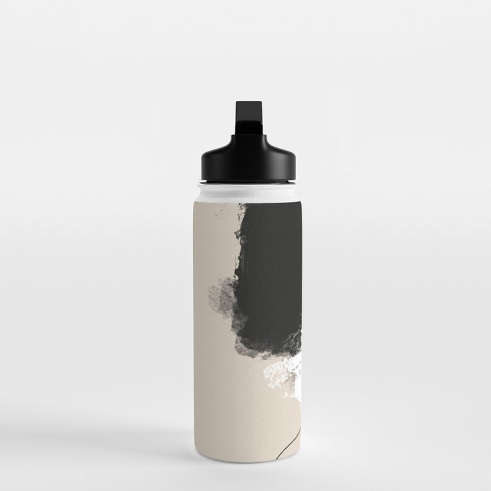 Modern Neutral Abstract Art, Beige, Black and White, Brushstroke Art Print by Synplus Water Bottle Gallery Image 3