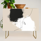 Modern Neutral Abstract Art, Beige, Black and White, Brushstroke Art Print by Synplus Credenza Gallery Image 1