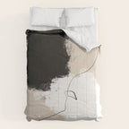 Modern Neutral Abstract Art, Beige, Black and White, Brushstroke Art Print by Synplus Comforter Gallery Image 6