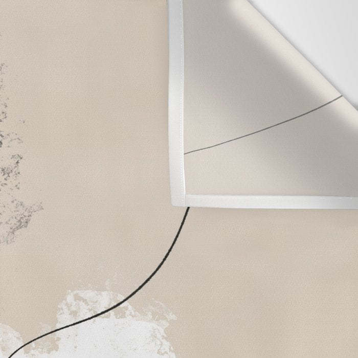 Modern Neutral Abstract Art, Beige, Black and White, Brushstroke Art Print by Synplus Wall Tapestry Gallery Image 3
