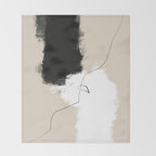 Modern Neutral Abstract Art, Beige, Black and White, Brushstroke Art Print by Synplus Throw Blanket Gallery Image 2