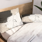 Modern Neutral Abstract Art, Beige, Black and White, Brushstroke Art Print by Synplus Pillow Sham Gallery Image 2