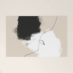 Modern Neutral Abstract Art, Beige, Black and White, Brushstroke Art Print by Synplus Welcome Mat Gallery Image 1