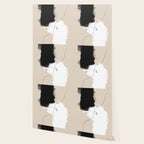 Modern Neutral Abstract Art, Beige, Black and White, Brushstroke Art Print by Synplus Wallpaper Gallery Image 2