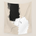 Modern Neutral Abstract Art, Beige, Black and White, Brushstroke Art Print by Synplus Wall Tapestry Gallery Image 4