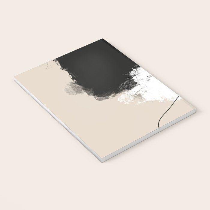 Modern Neutral Abstract Art, Beige, Black and White, Brushstroke Art Print by Synplus Notebook Gallery Image 3