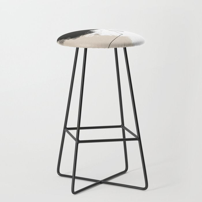 Modern Neutral Abstract Art, Beige, Black and White, Brushstroke Art Print by Synplus Stool Gallery Image 1