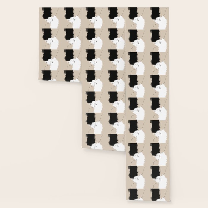 Modern Neutral Abstract Art, Beige, Black and White, Brushstroke Art Print by Synplus Wallpaper Gallery Image 3