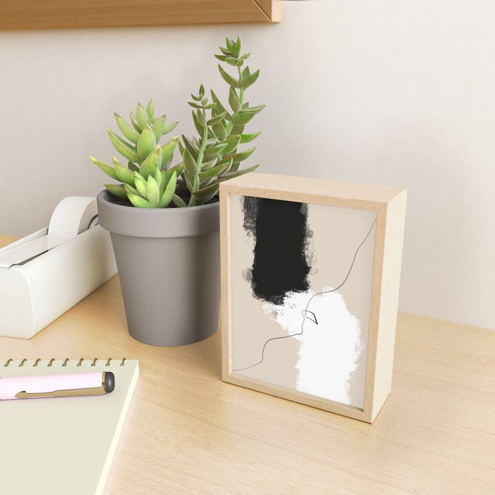 Modern Neutral Abstract Art, Beige, Black and White, Brushstroke Art Print by Synplus Mini Art Print Gallery Image 2