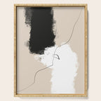 Modern Neutral Abstract Art, Beige, Black and White, Brushstroke Art Print by Synplus Serving Tray Gallery Image 1