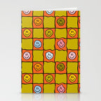 Green Happy Face Checkered Print Stationery Card Gallery Image 2