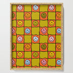 Green Happy Face Checkered Print Serving Tray Gallery Image 1
