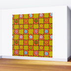 Green Happy Face Checkered Print Wall Mural Gallery Image 2