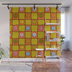 Green Happy Face Checkered Print Wall Mural Gallery Image 1