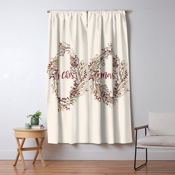 Merry Christmas Wreath Window Curtain Gallery Image 1