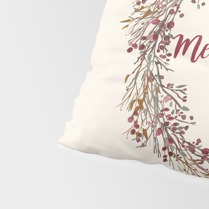 Merry Christmas Wreath Pillow Sham Gallery Image 4