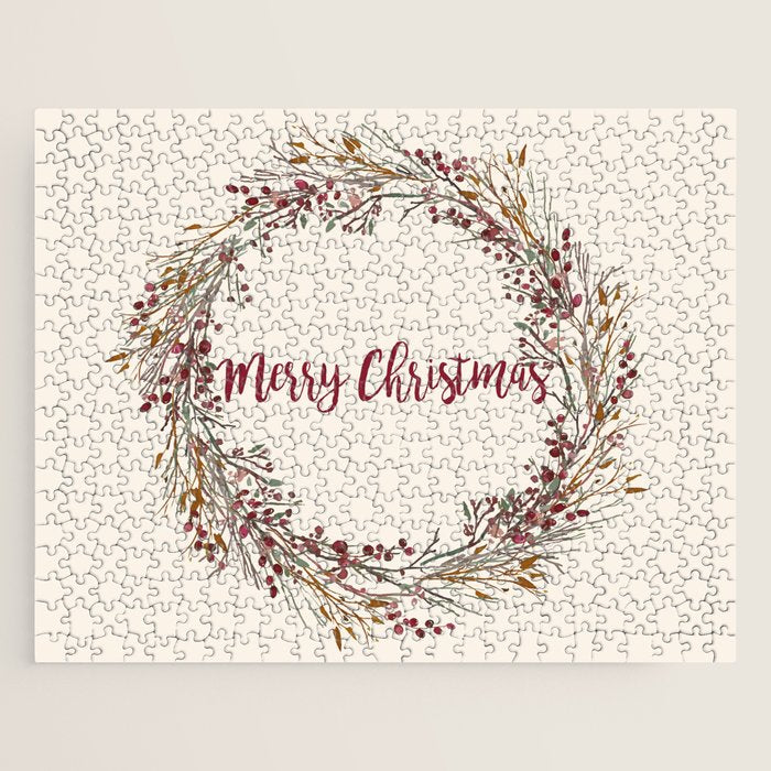 Merry Christmas Wreath Jigsaw Puzzle Gallery Image 1