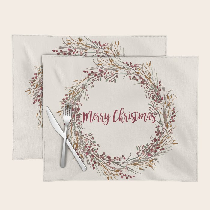 Merry Christmas Wreath Placemat Gallery Image 1