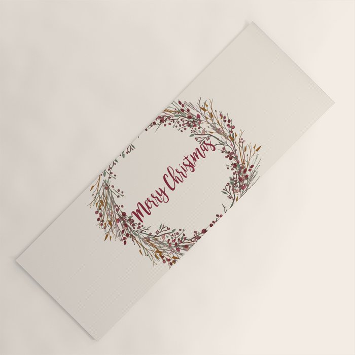 Merry Christmas Wreath Yoga Mat Gallery Image 1