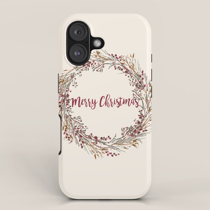 Merry Christmas Wreath iPhone Case Gallery Image 1