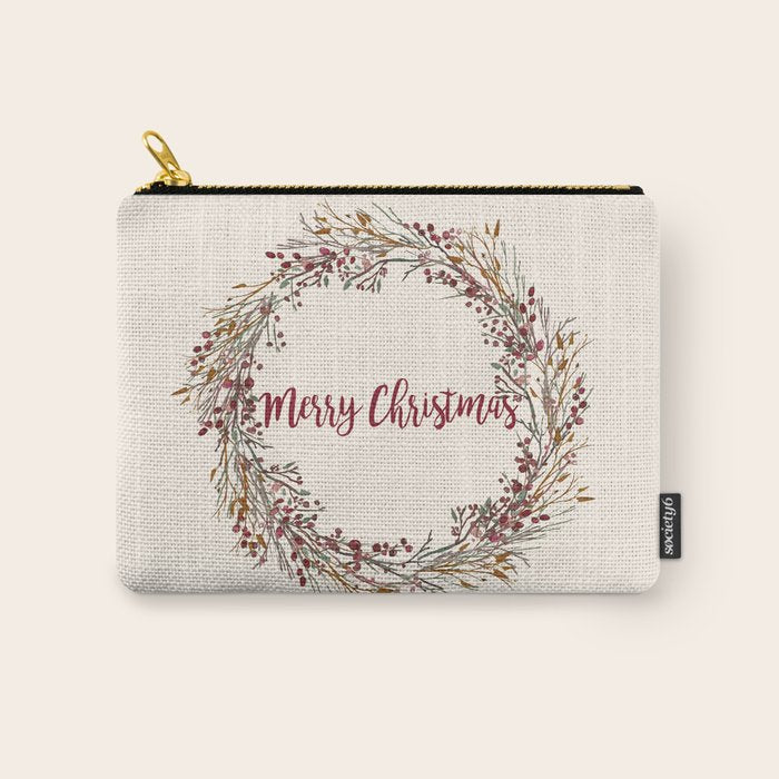 Merry Christmas Wreath Carry All Pouch Gallery Image 1