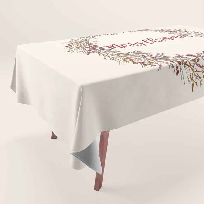 Merry Christmas Wreath Tablecloth Gallery Image 1