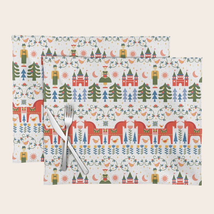 Scandinavian Fairytale - Green + Red Placemat Gallery Image 1