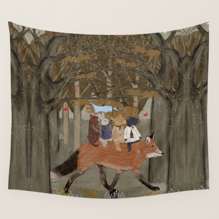 the amber fox Wall Tapestry Gallery Image 4