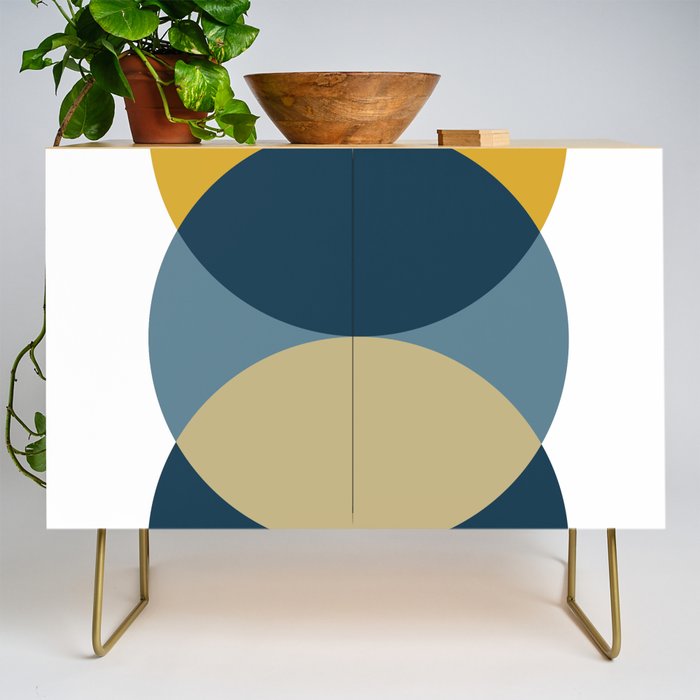 Rise of the Sun - Yellow, Blue, Geometric Art Credenza Gallery Image 1